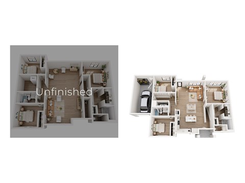 Floor plan for 3 beds, 2 baths, 1488 sqft
